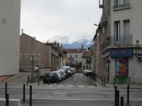 view of the alps from the office in Grenoble
